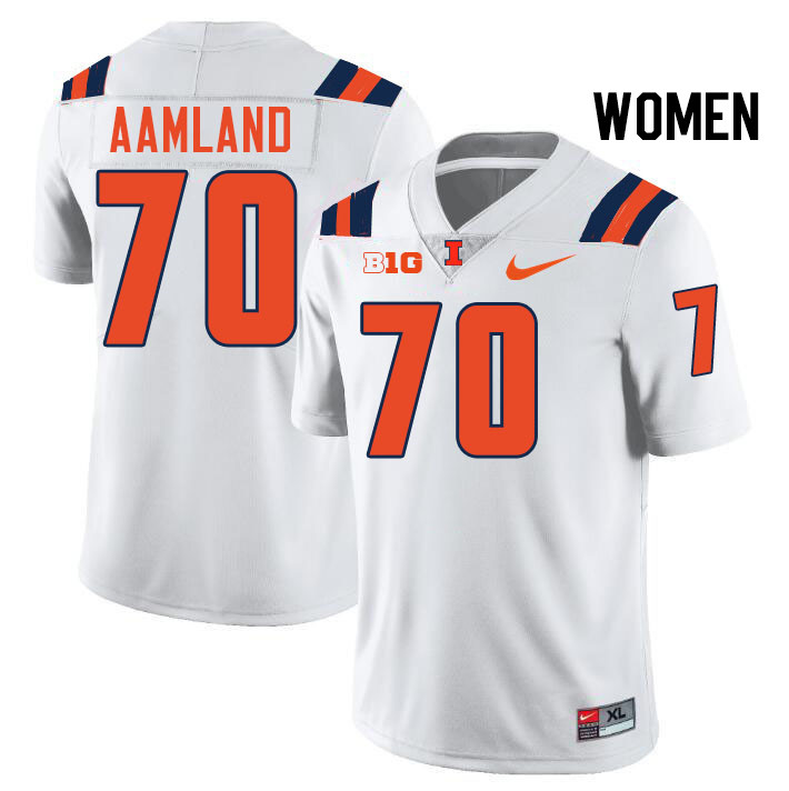 Women #70 Zach Aamland Illinois Fighting Illini College Football Jerseys Stitched-White